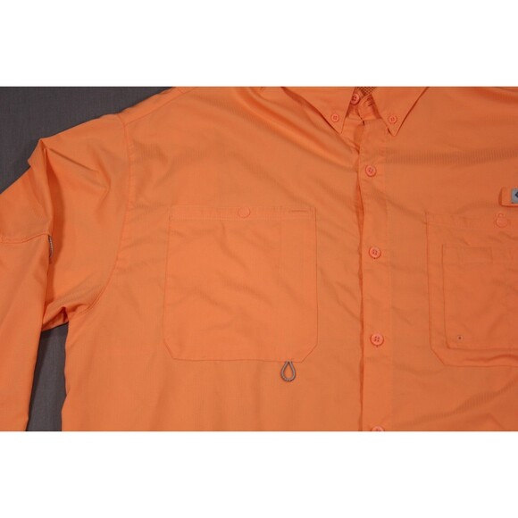 Columbia Shirt Mens Orange Long Sleeve PFG Button Up Vented Outdoor Fishing XXL - Picture 3 of 14